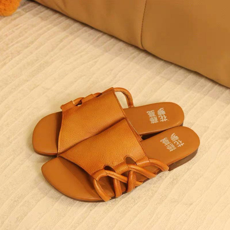 2128-36牛皮漏趾休闲女凉拖