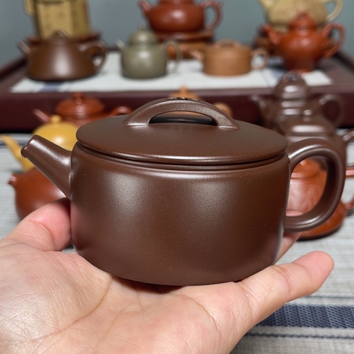 晶***磊紫砂茶壶老紫泥汉瓦200cc