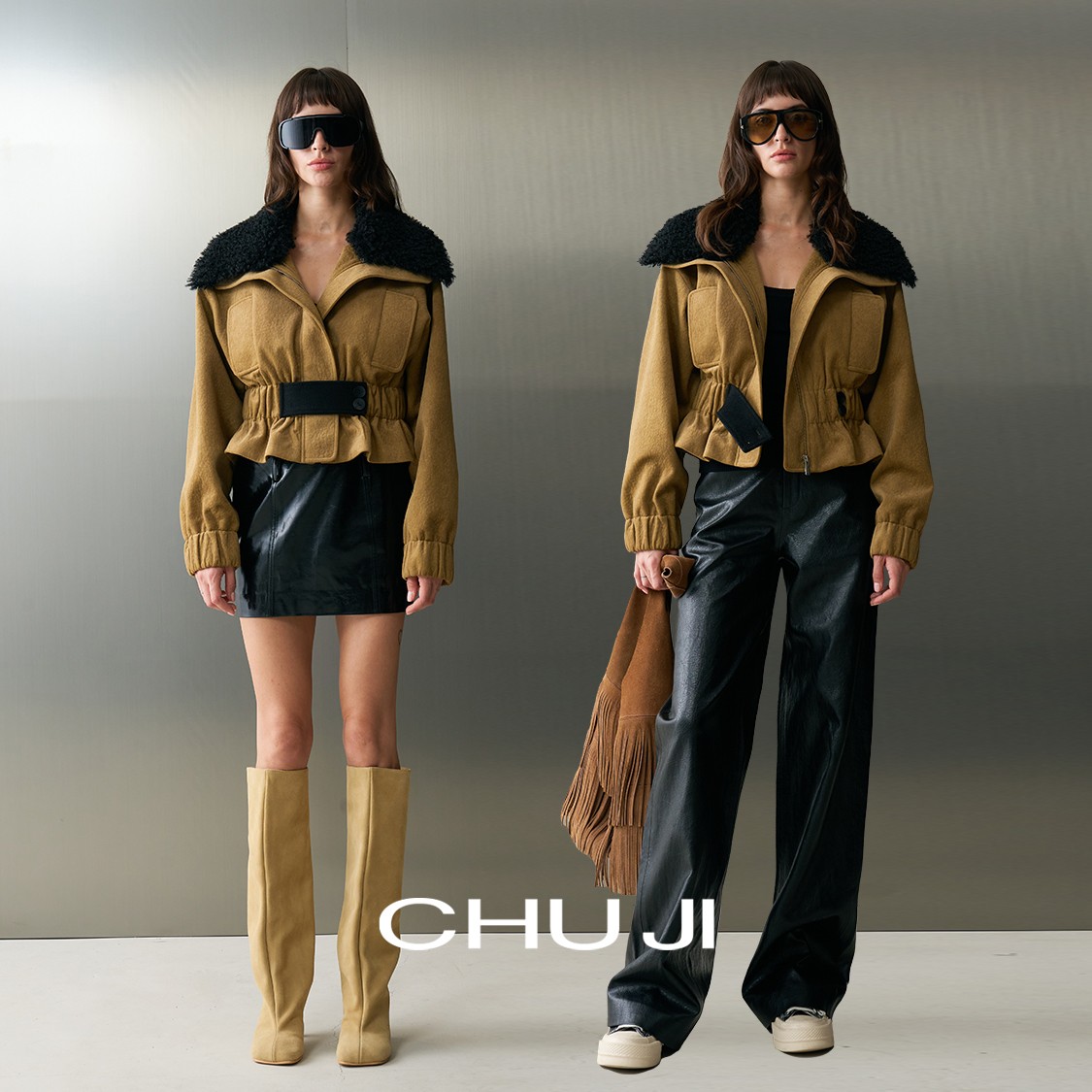 Chuji出迹 立裁收腰 2025冬季新款毛领外套女设计感小众-E2M2666W