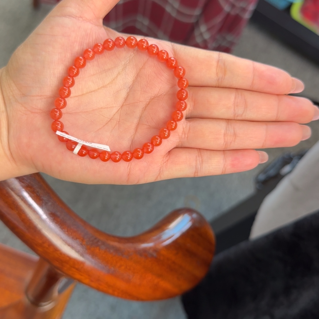 南红玛瑙手串未镶嵌原矿无优化西山杨柳5mm单圈