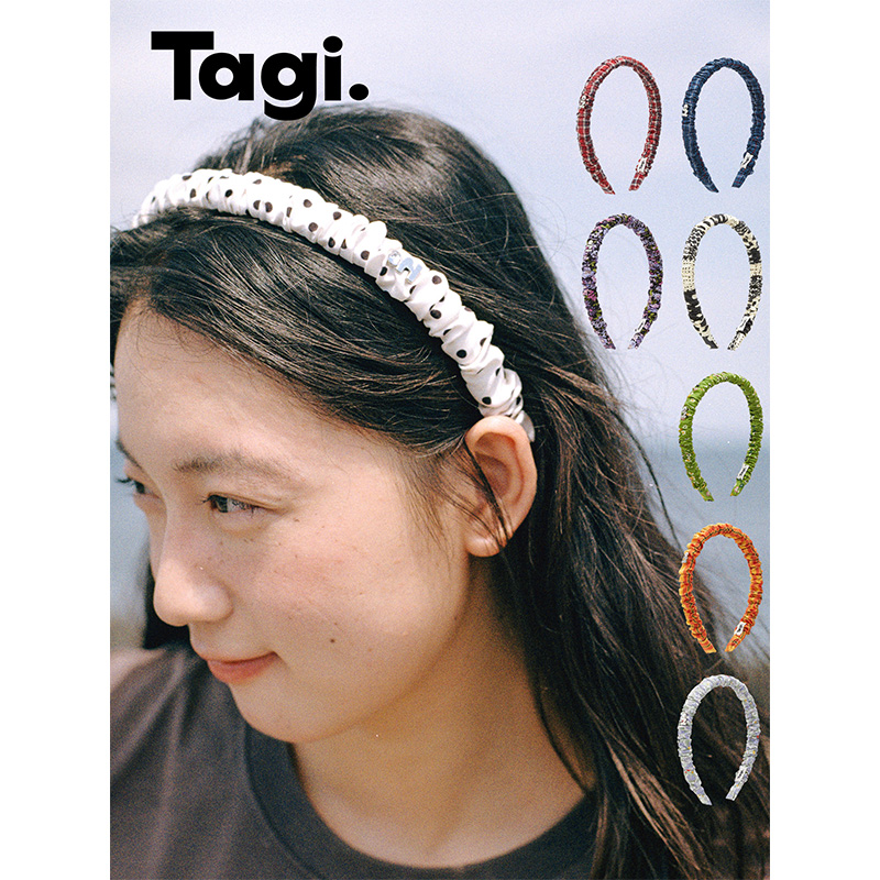 Tagi.《i》想象褶皱布艺百搭多色发箍时尚可爱甜美气质发饰