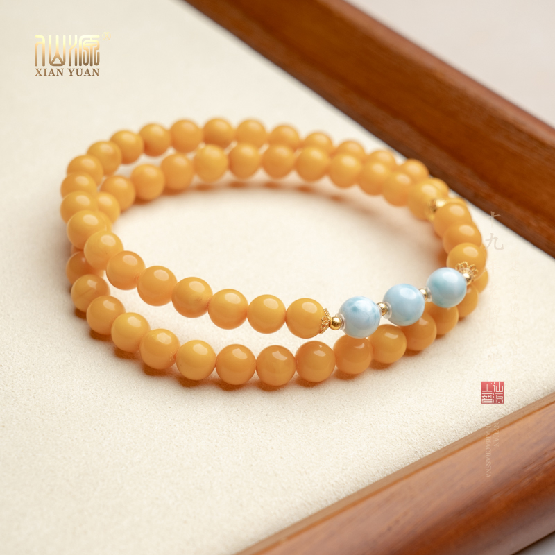 XIANYUAN/仙源【18k】鸡油黄蜜蜡6mm双圈手串