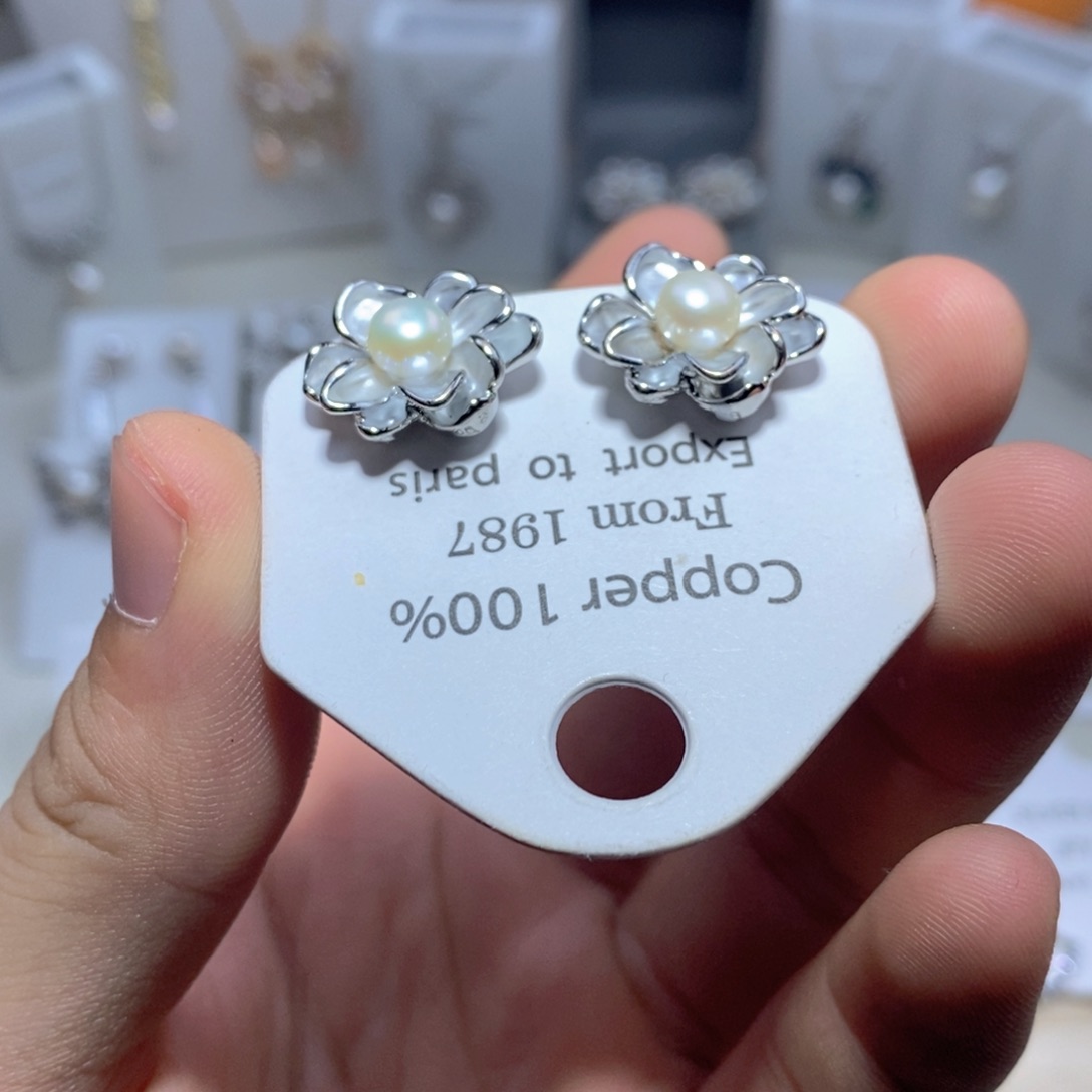 淡水珍珠耳饰银S925镶嵌