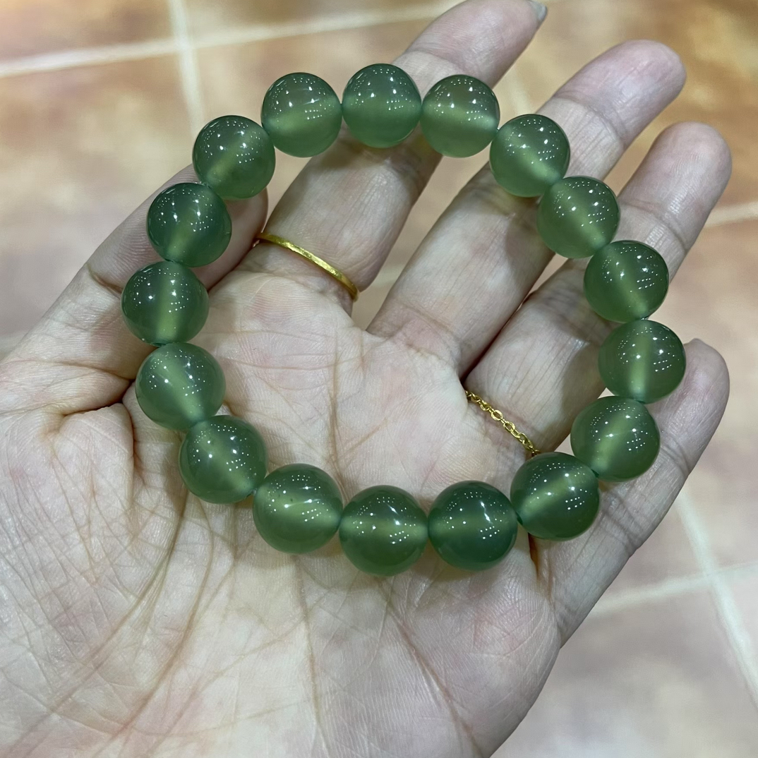 精品岫玉绿冰料手串