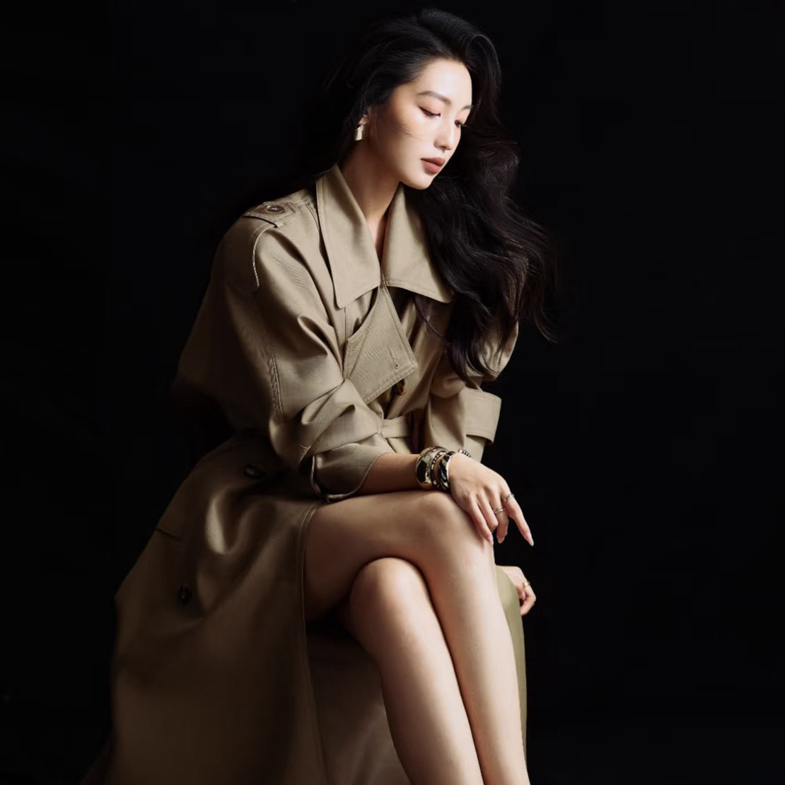 女款中长款卡其色英伦风高级感春秋风衣外套