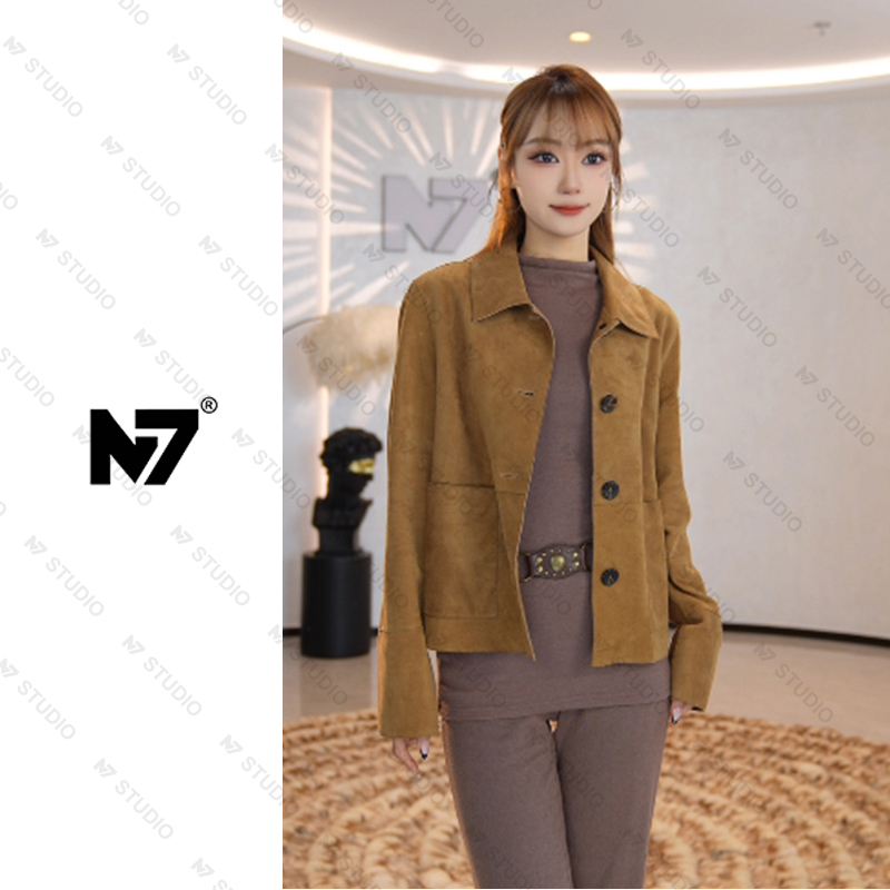 【Baby goat】小山羊反绒皮真皮轻奢皮衣外套女 2951