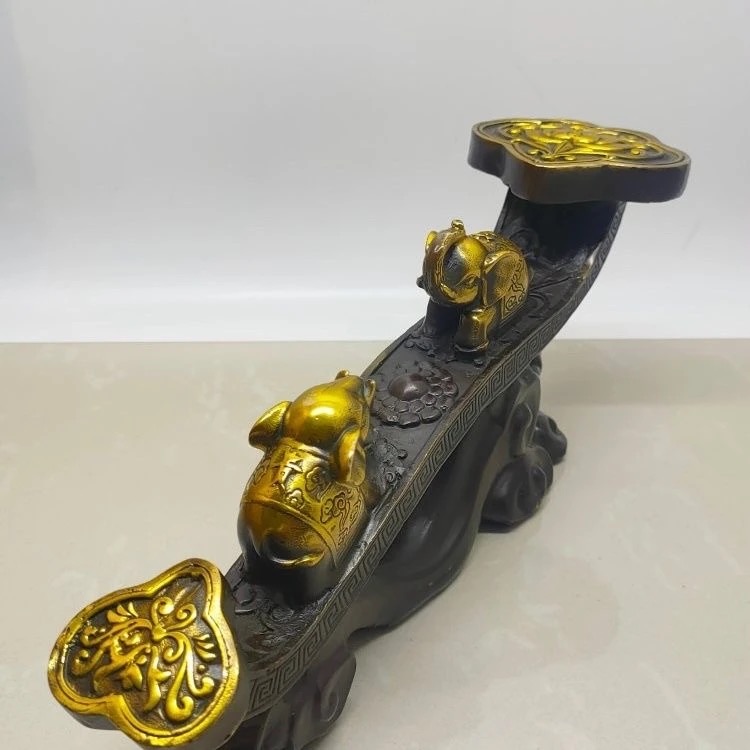 铜鎏金吉祥如意摆件收藏复古金玉如意摆件客厅办公室装饰店铺开业