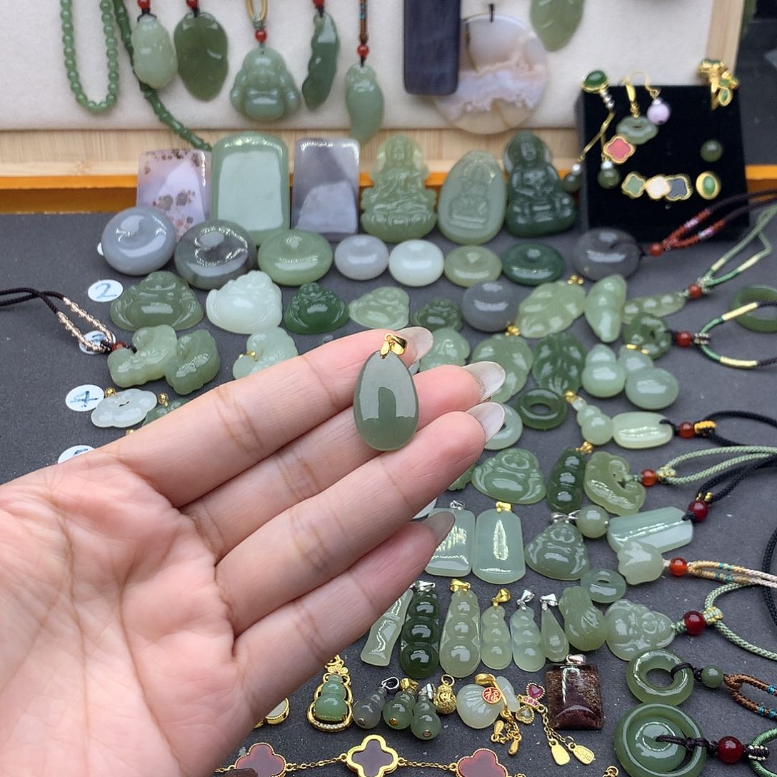 和田玉吊坠(不含链)银S925镶嵌