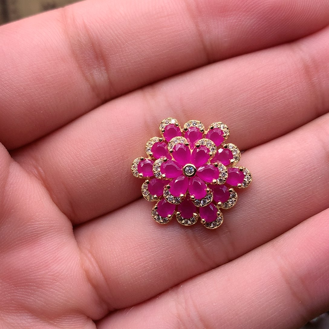 红宝石戒指银S925镶嵌