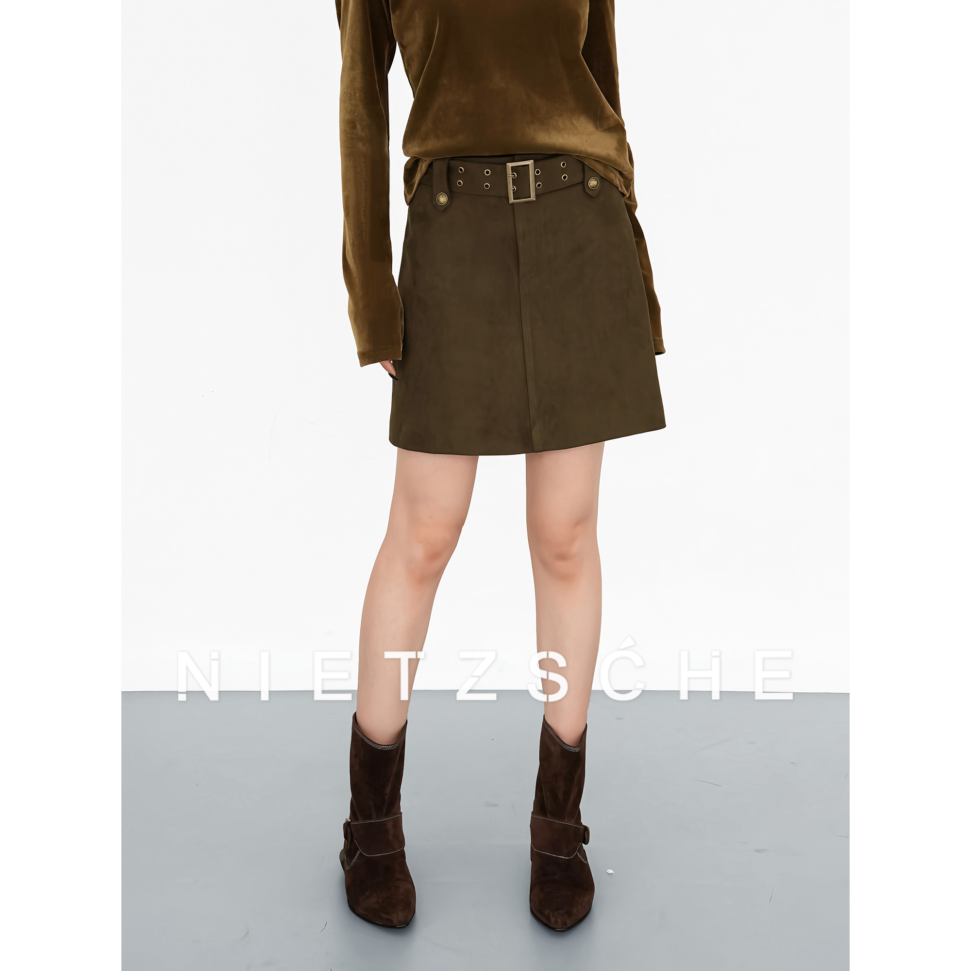 尼采 官方直营｜MIU风半裙｜复古质感 工装风格女装半身裙62067