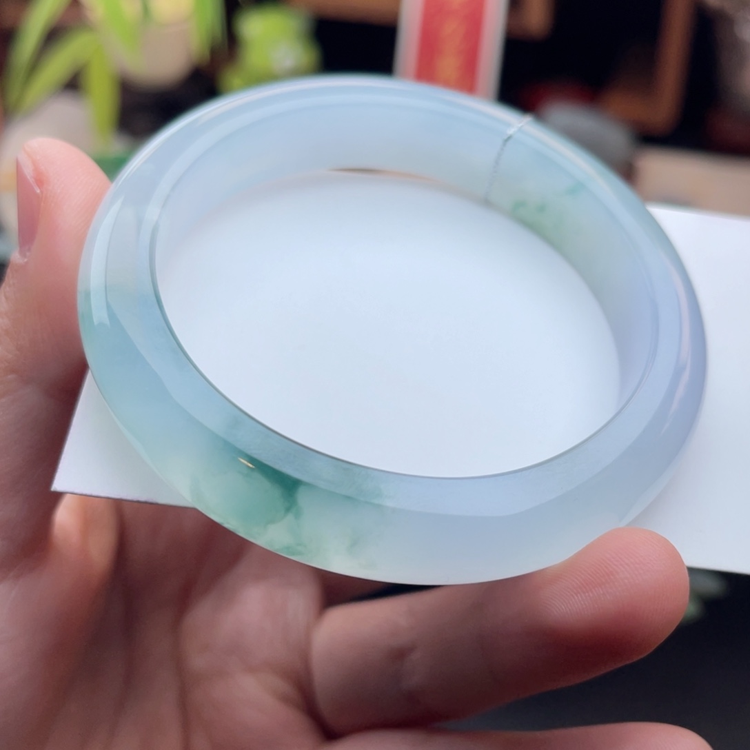 未镶嵌手镯翡翠飘花 冰胶