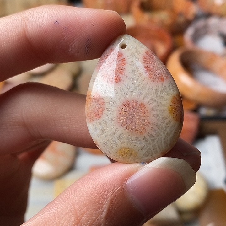 *****硅化珊瑚未镶嵌颈饰
