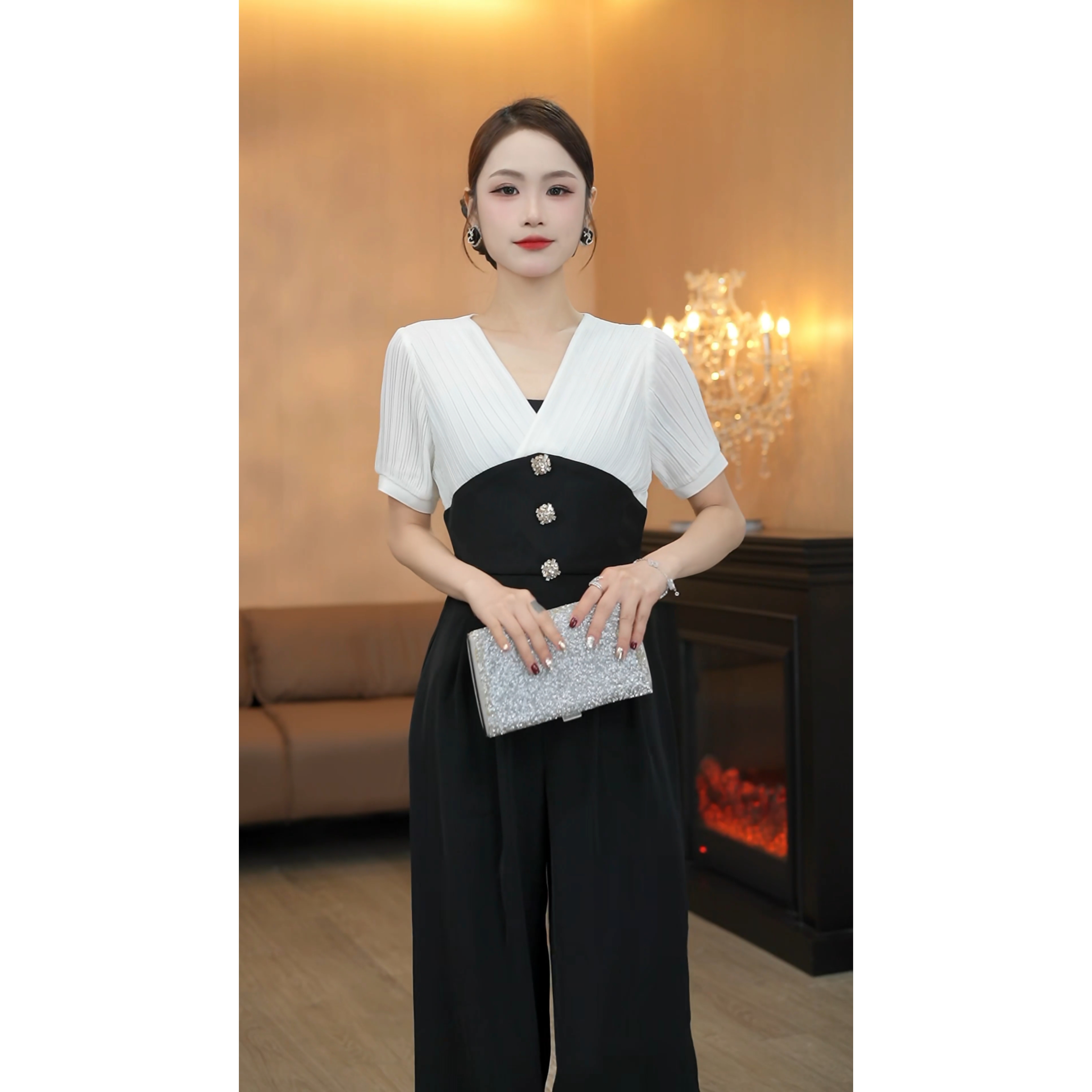 3275夏季法式优雅高腰包臀修身显瘦连体裤