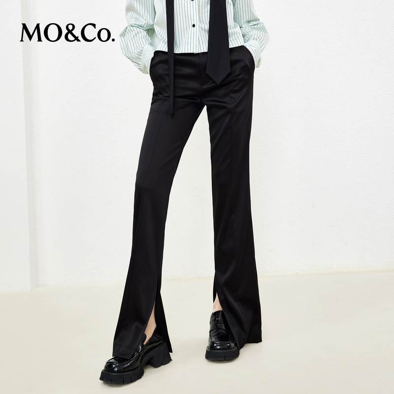 【赵老板专属】MOCO春中线高腰开叉长裤休闲裤MBB1PAT019