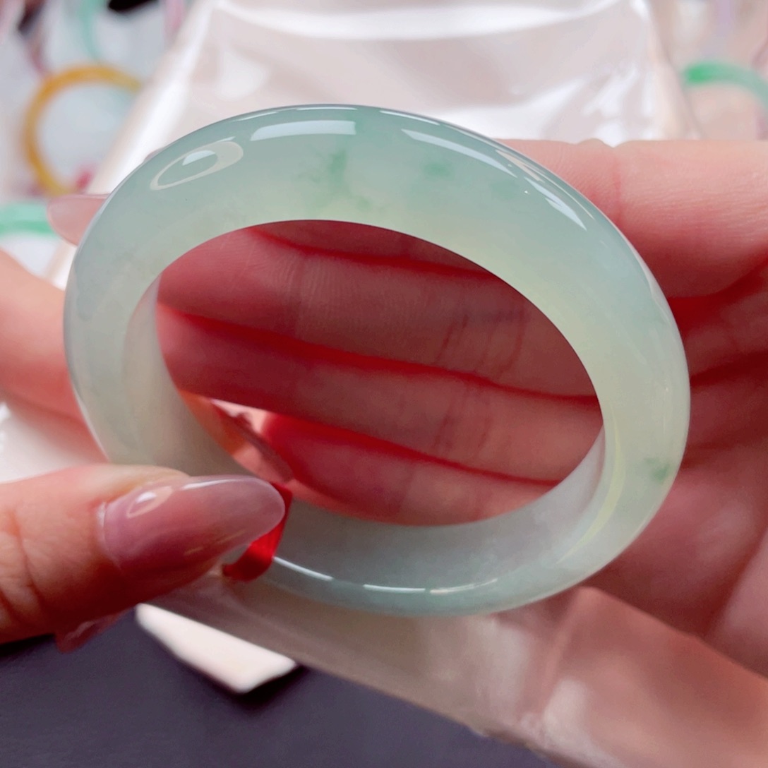 未镶嵌手镯翡翠54.4青提芙蓉 夏荷莲莲 夏日氛围感 10号