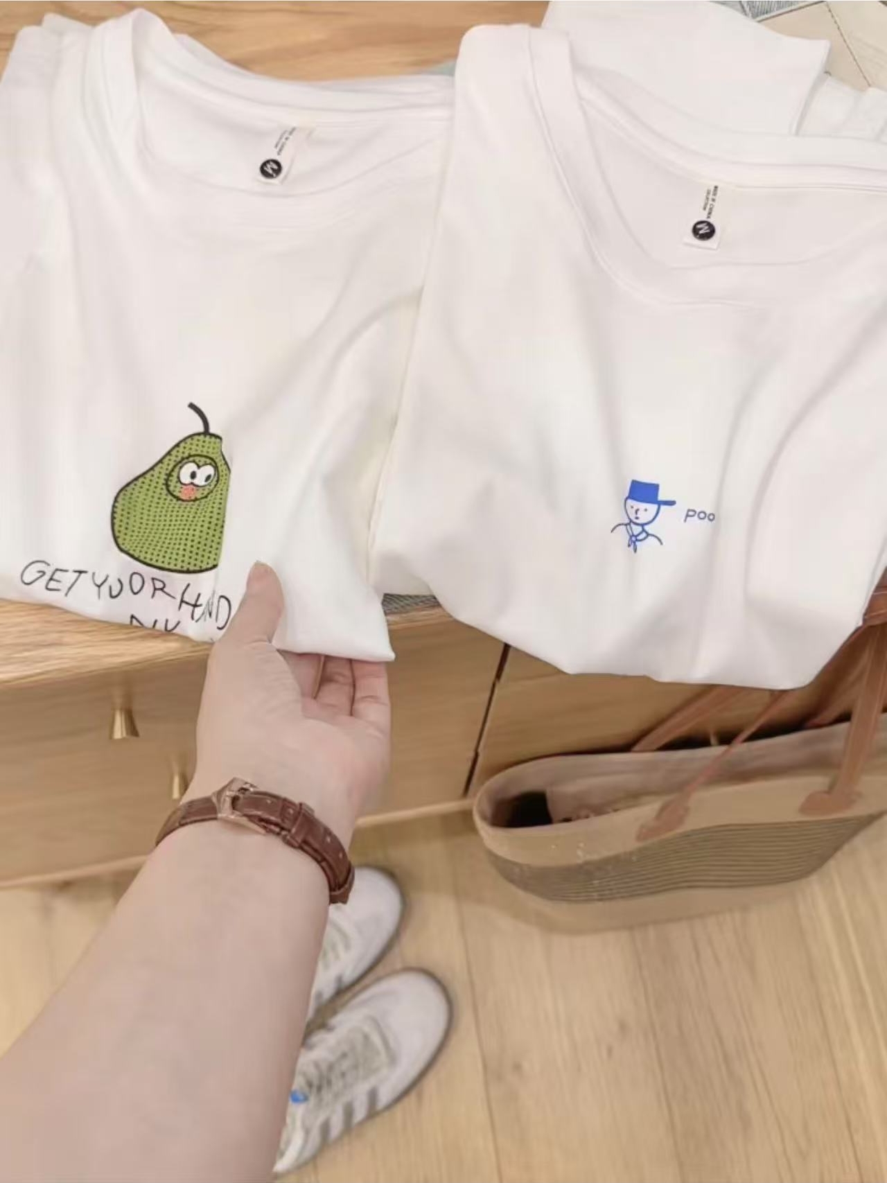 七言家巨好看！韩国馆夏日卡通小人新疆棉短袖@