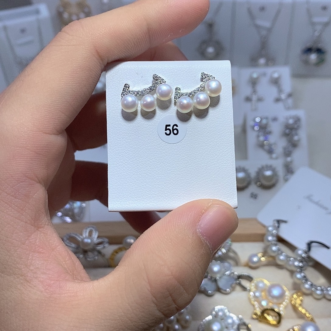 淡水珍珠耳饰银S925镶嵌