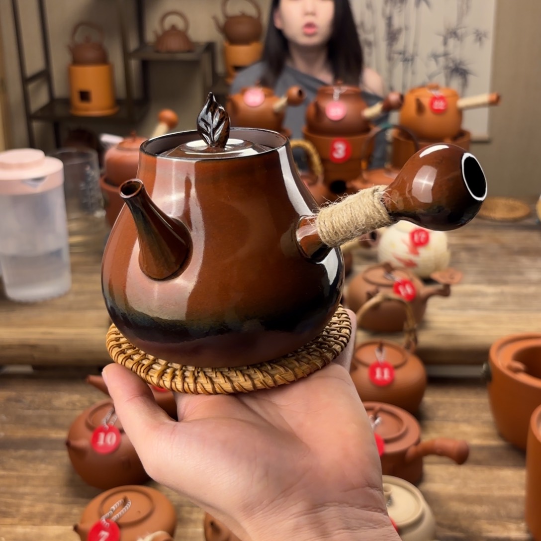 煮水煮茶甘甜 潮州砂铫壶 搭藤垫