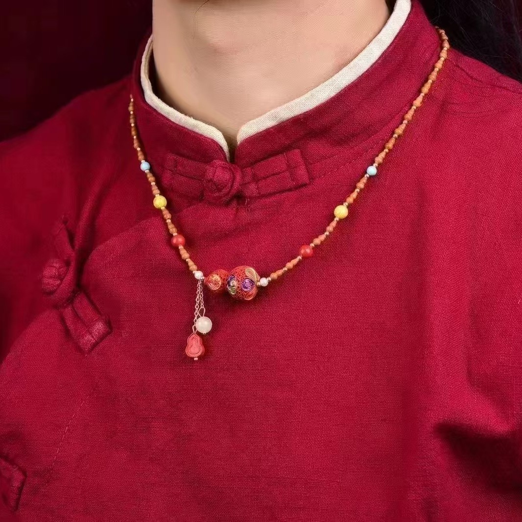 含辰砂工艺品朱砂平安葫芦高含量橄榄核项链原创吊坠