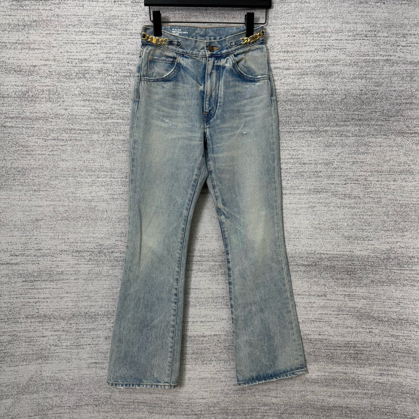 99新 Celine/思琳 A100358/凯旋门腰链水洗牛仔裤/25码