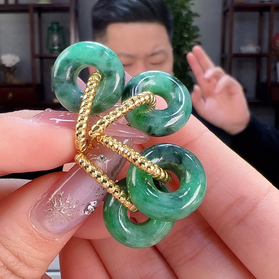 翡翠耳饰银S925镶嵌多样性发货一副