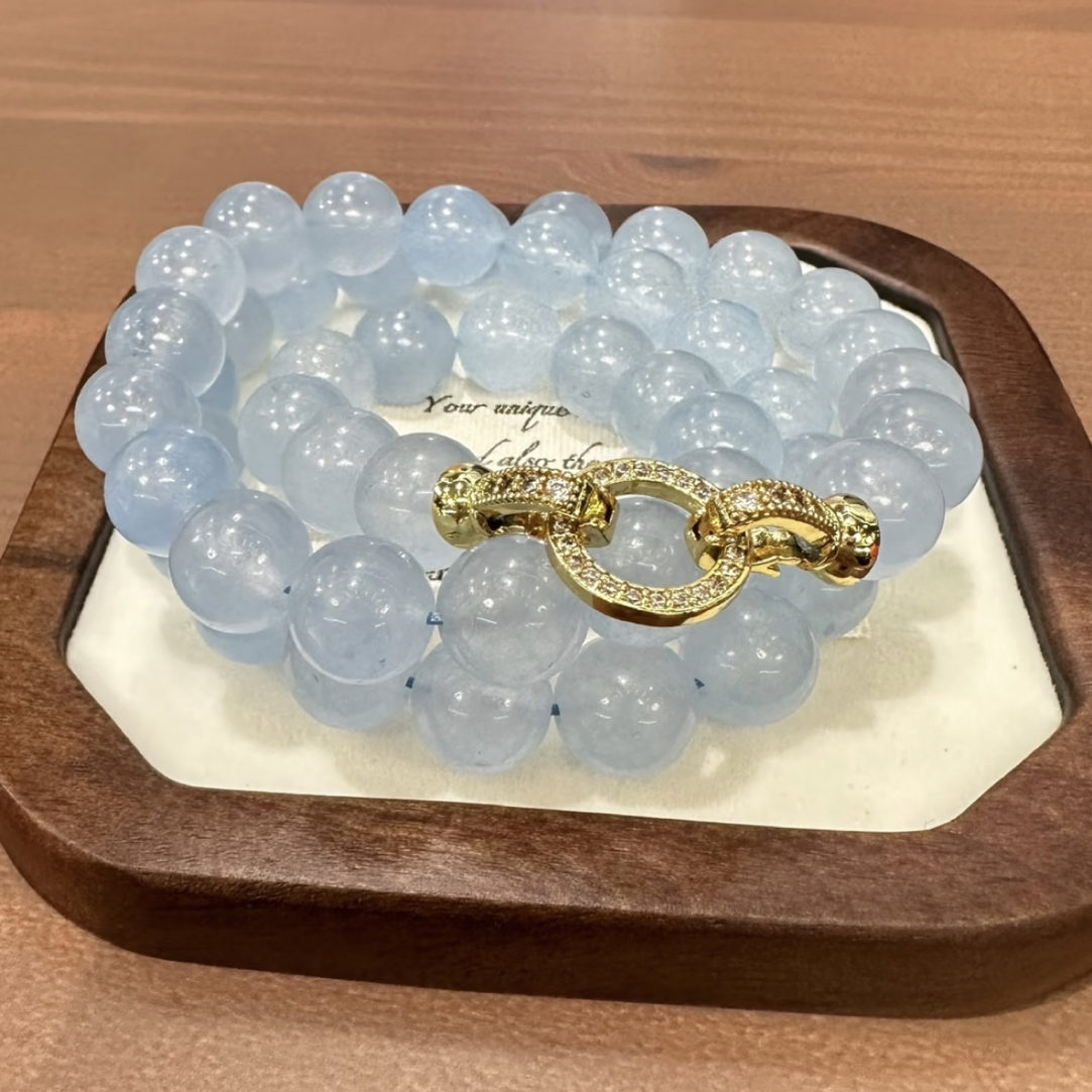 非金属仿水晶手链 海蓝宝长款手链项链