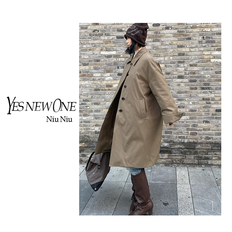 新款安心鹅绒韩系简约潮流纯时尚休闲宽松风衣鹅绒外套002205