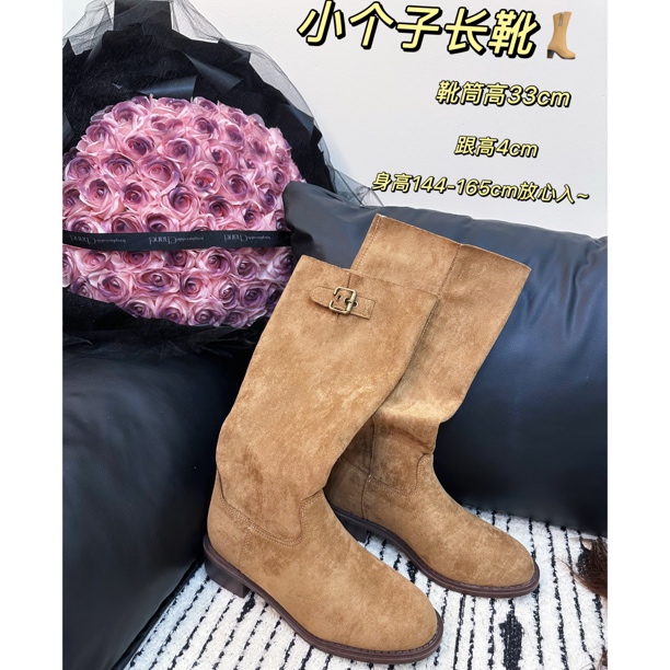拾一「西部靴」秋冬小个子4cm棕色长靴