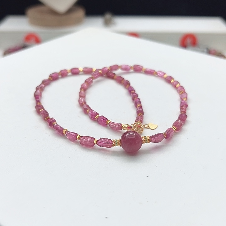 项链银S925镶嵌碧玺28号