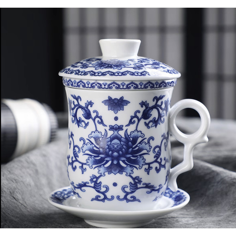 LX072办公杯马克杯带盖个人水杯实用陶瓷茶杯礼品白瓷