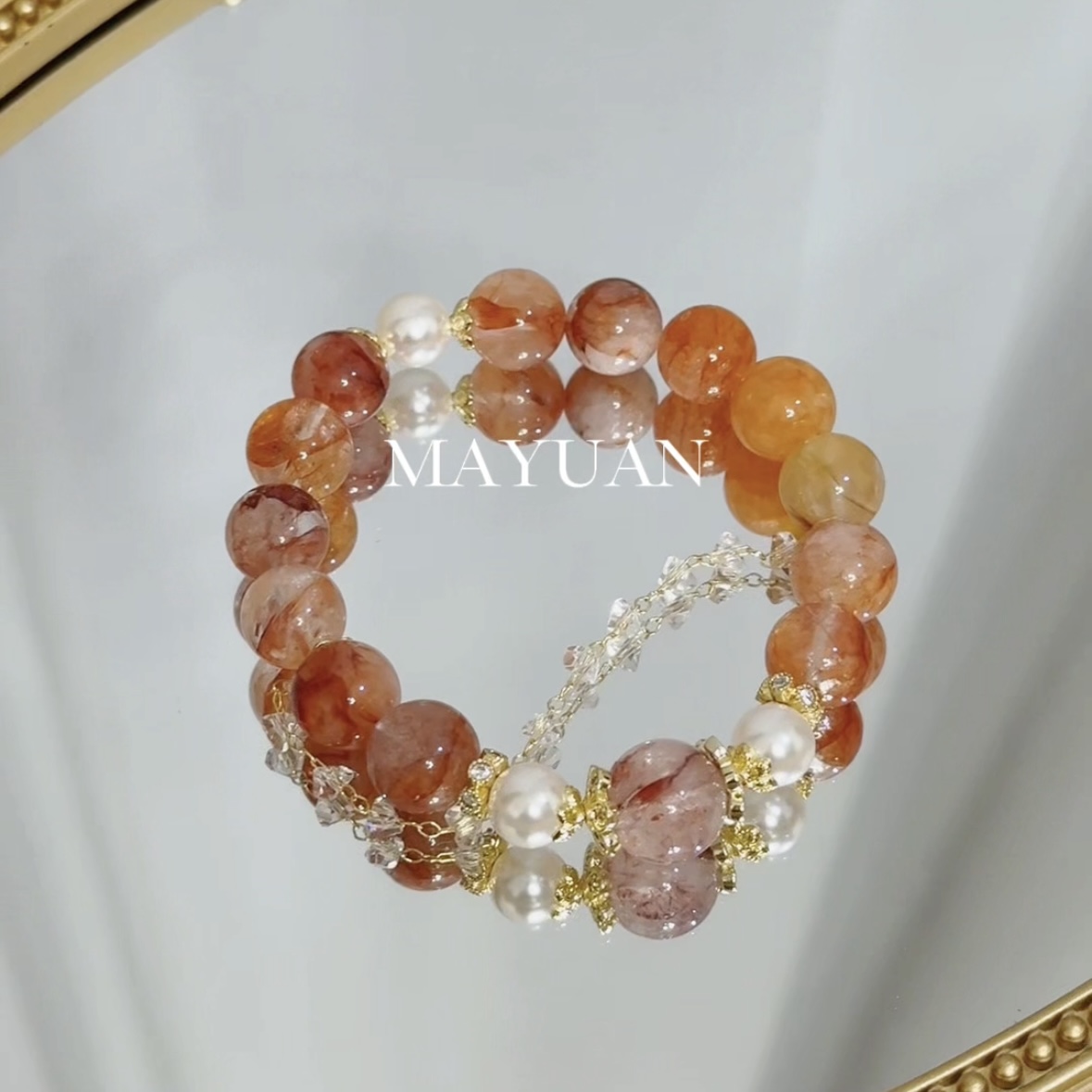 【炽焰】红胶花贝珠链条DIY设计手串手链多样性发