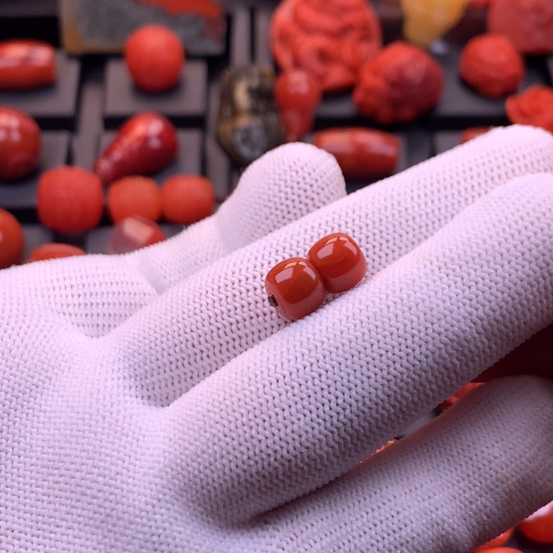 南红玛瑙未镶嵌川料原矿火焰纹老型对珠8.5mm