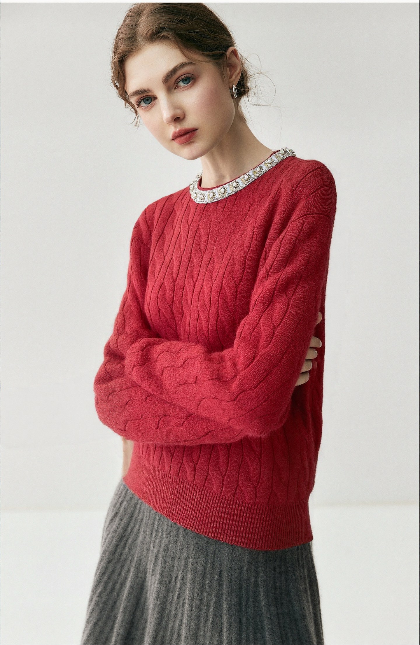 no退no退秋季圆领长袖厚款女针织毛针织衫衫毛衣针织衫