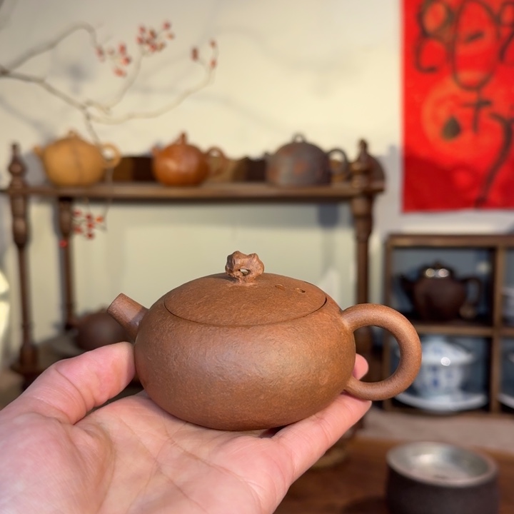 禧***甜紫砂茶案紫泥手捏太湖石瑕疵壶