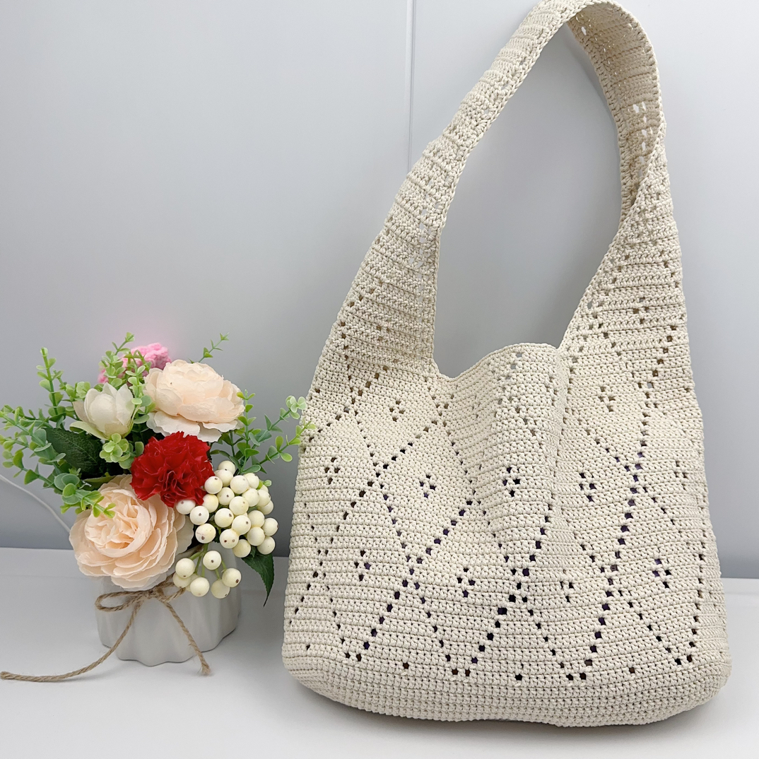《非成品》简约镂空菱形单肩包材料包百搭DIY编织材料包手工编织