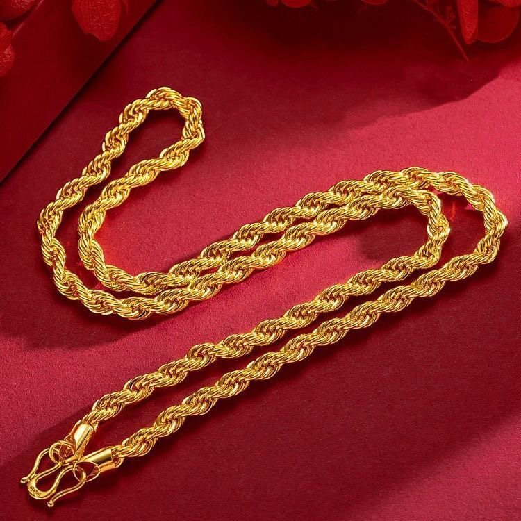 合金项链 男粗麻花项链男粗锁骨链条麻花情侣项链