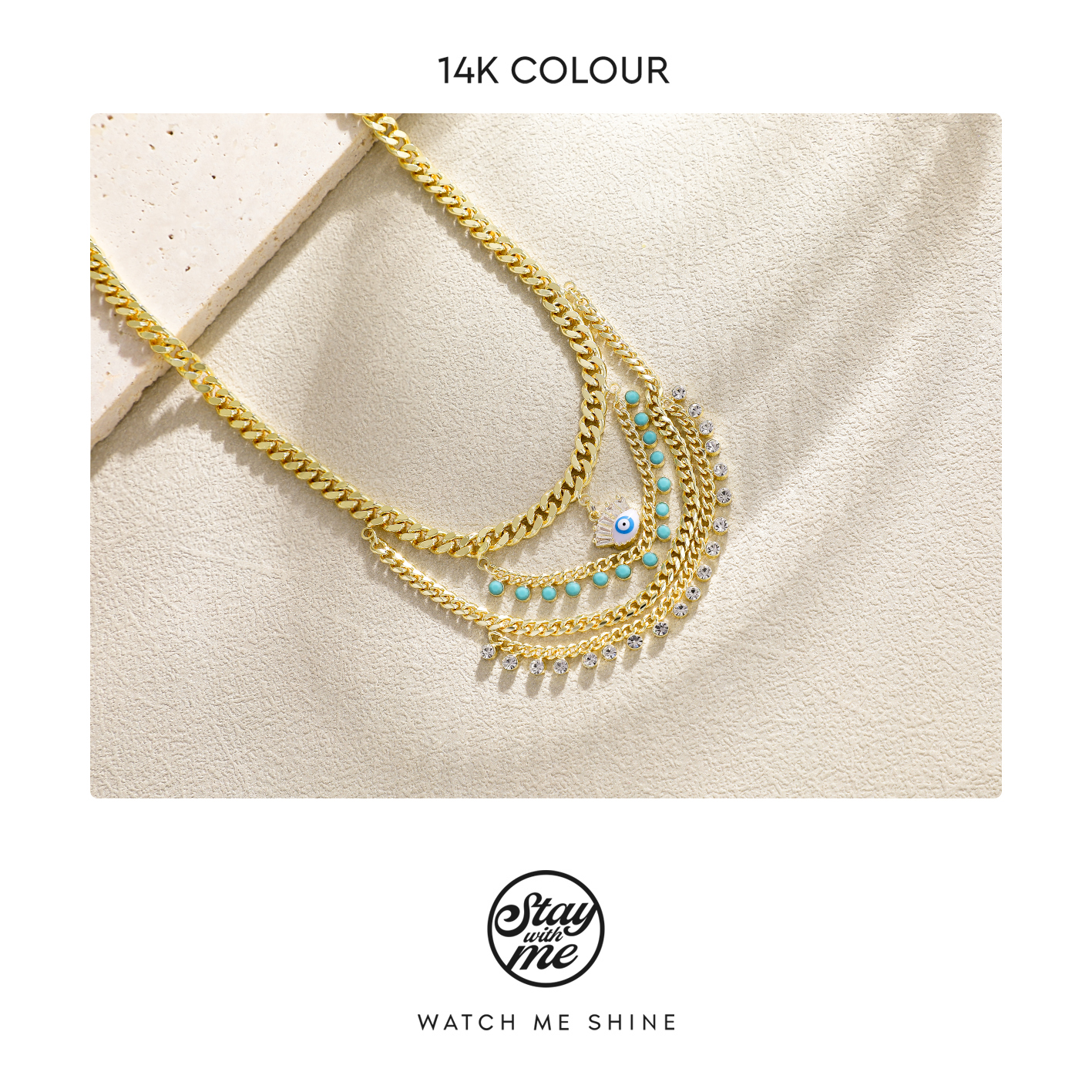 STAY WITH ME 铜合金合成锆石项链 小众设计N0609项链