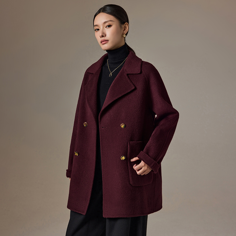 双面呢大衣【全毛】高档女士中长款双面羊毛大衣23556