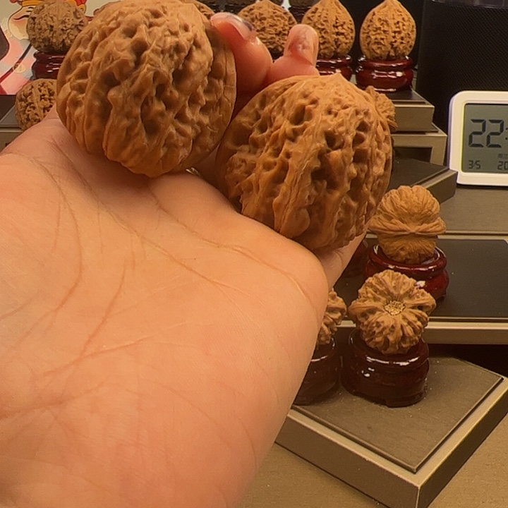 文玩核桃把件38 凹底 s-006