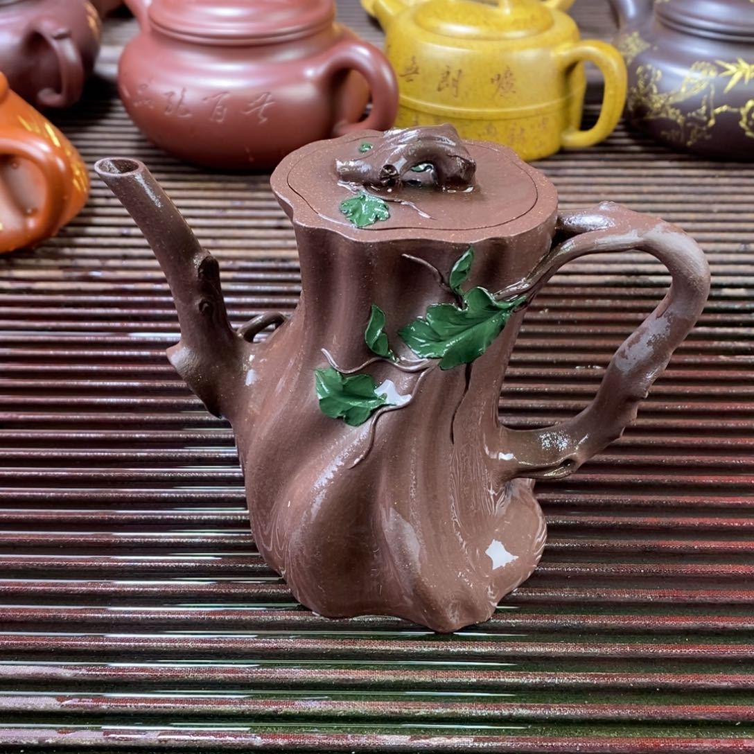 紫砂茶壶白11 薛宸明 树桩 紫泥