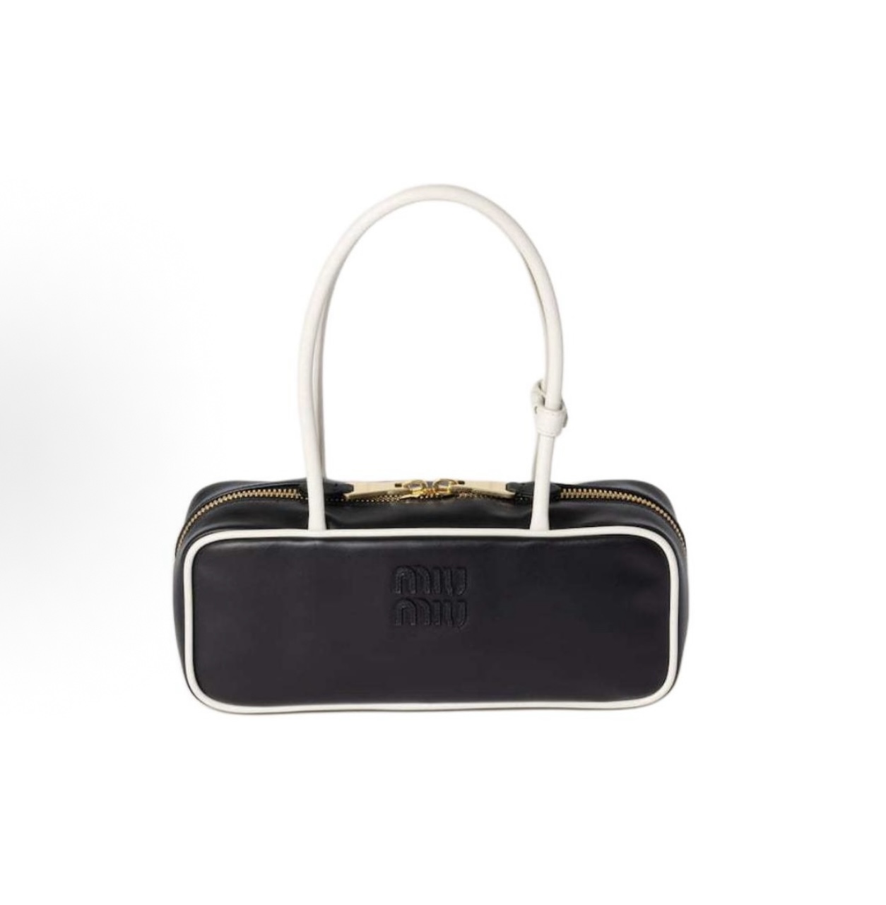 未使用 MIU MIU/缪缪  Beau  单肩手提包 小号 女款 黑色拼白色 