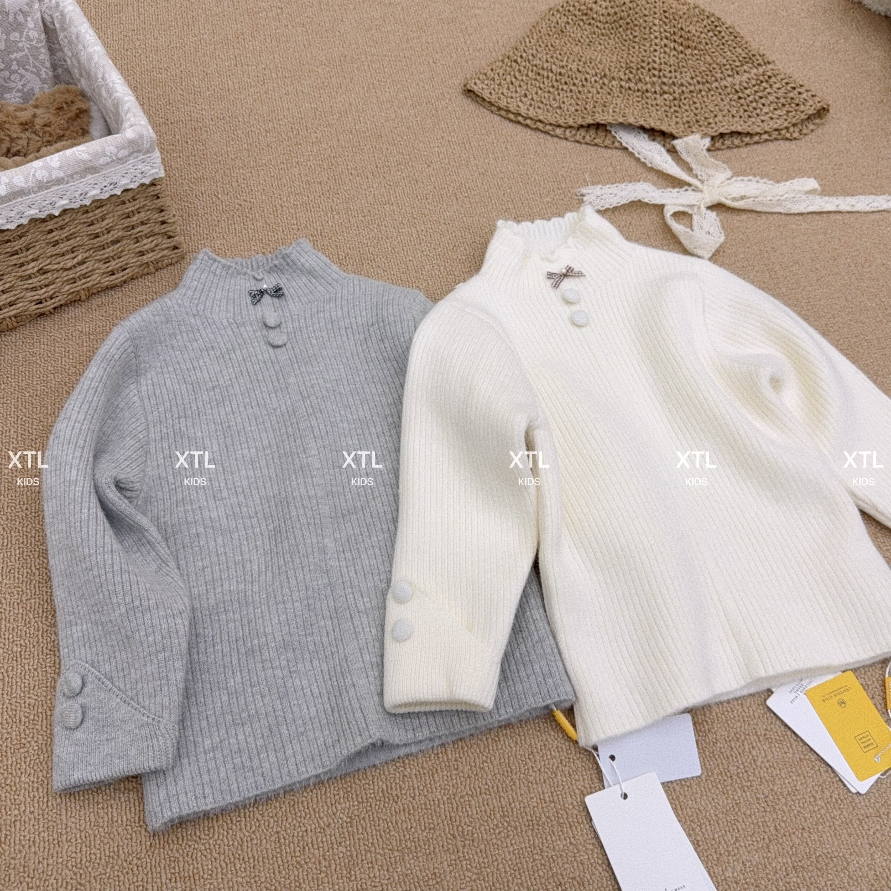 【XTL】2025冬百搭工艺扣子蝴蝶结加绒加厚毛衣85999