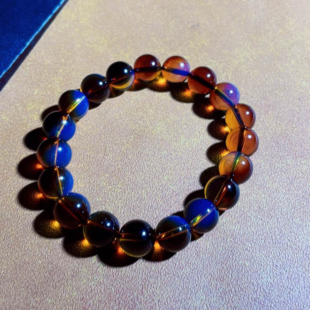 未镶嵌蓝珀裸石红蓝10重膜感