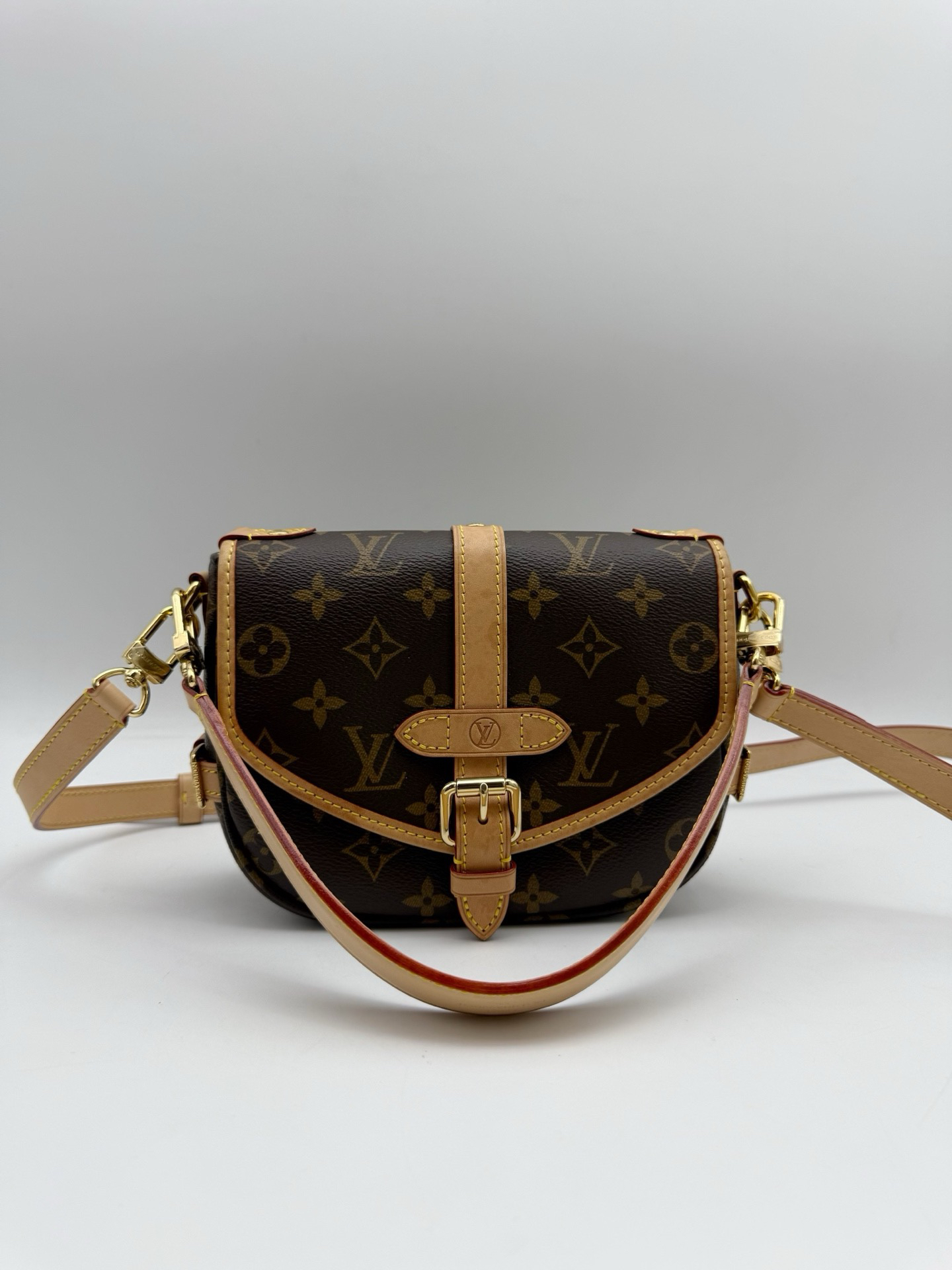 95新 LouisVuitton/路易威登 老花新款Saumur BB双子星单肩斜挎包
