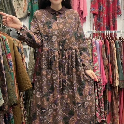 招财猫收腰麻裙887-7