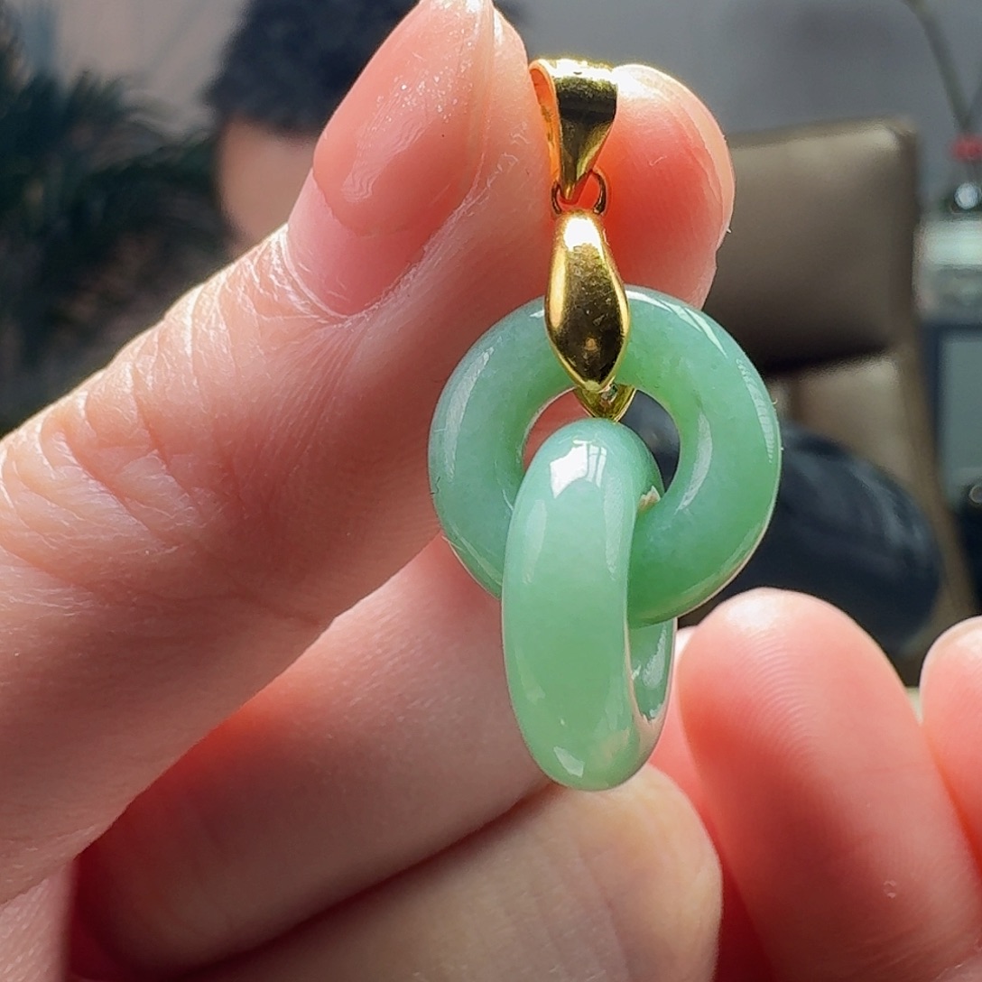 翡翠吊坠(不含链)银S925镶嵌天然