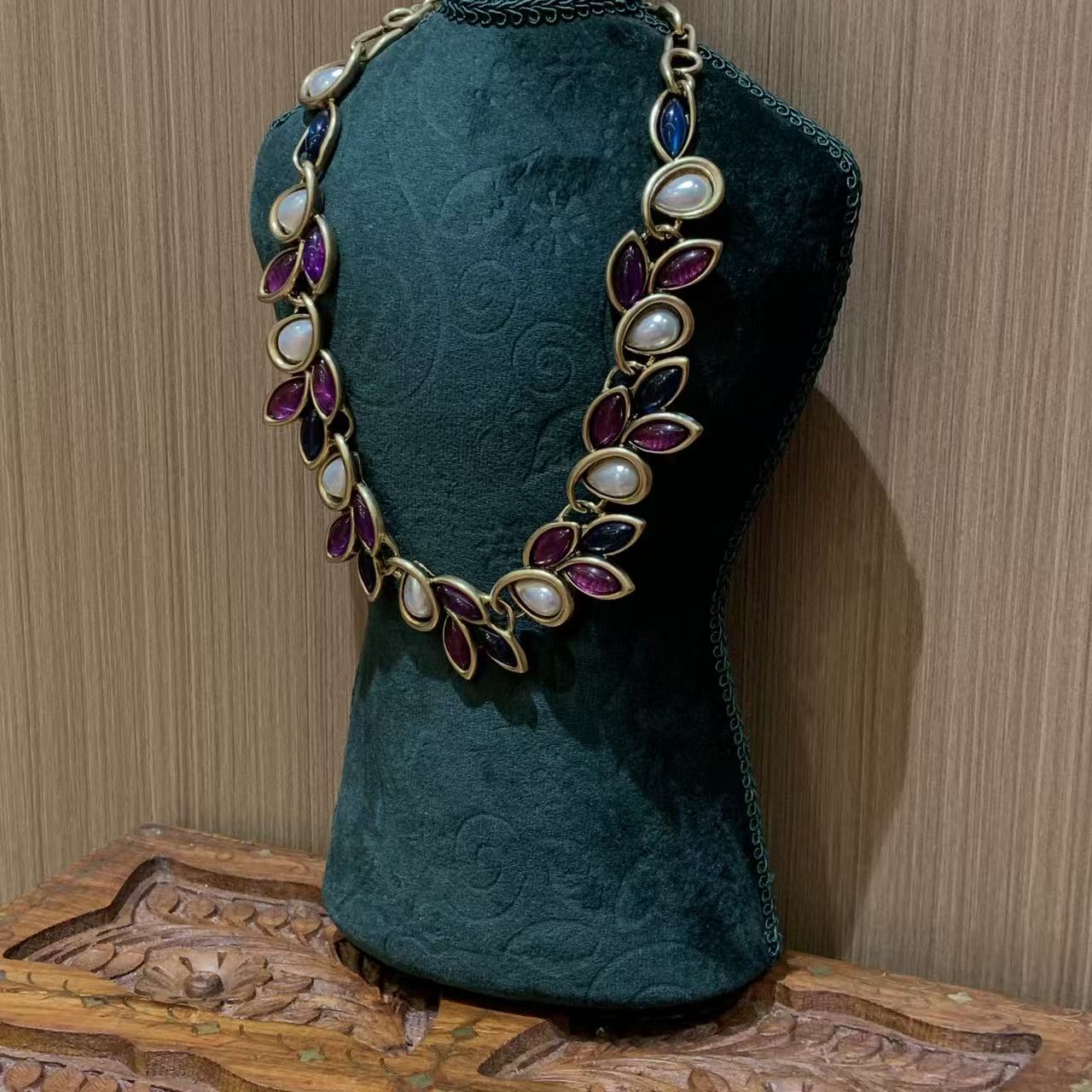 不锈钢项链 Chouduoduo重工紫色金色轻奢编织气质项链蓝色饰品