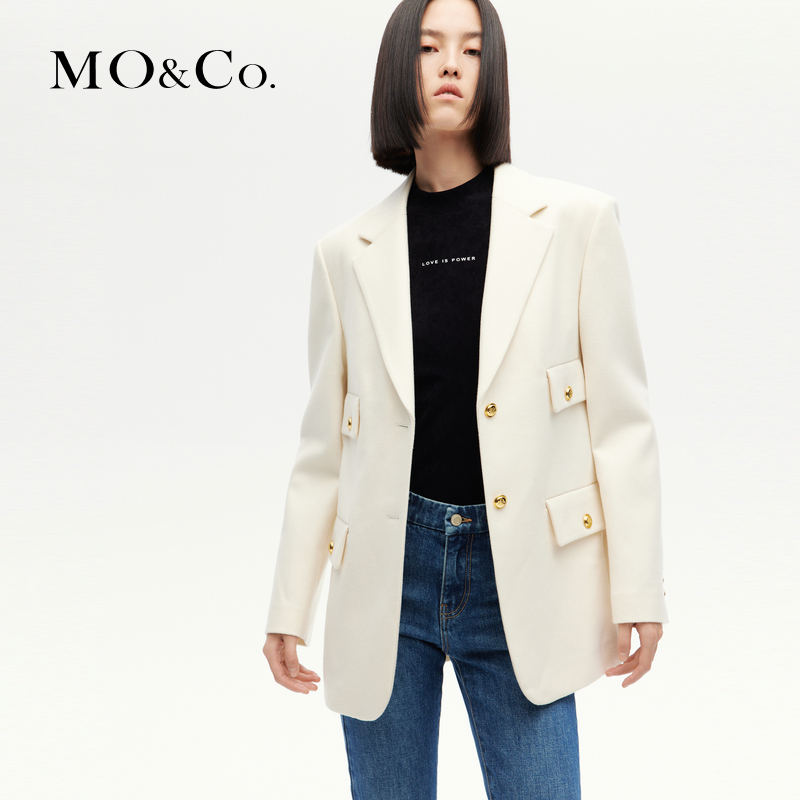 【赵老板专属】MOCO冬防寒绵羊毛垫肩西装外套MBC4BLA001