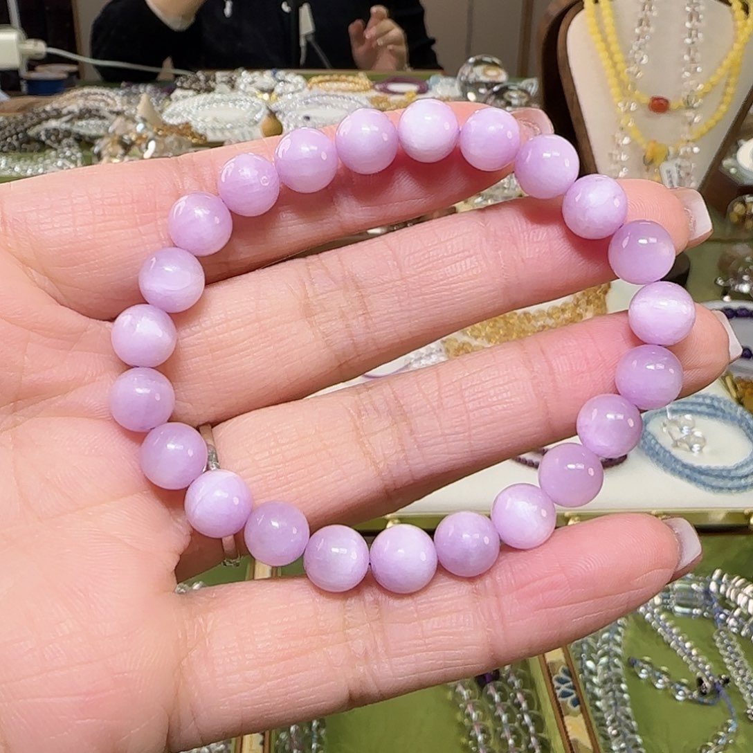 水晶手串未镶嵌天然紫锂辉单圈卡8+