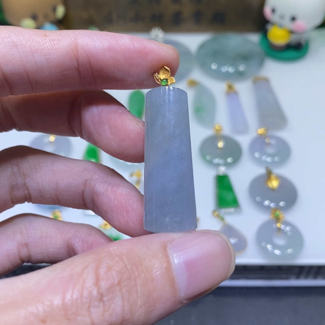 翡翠18K金镶嵌吊坠(不含链)